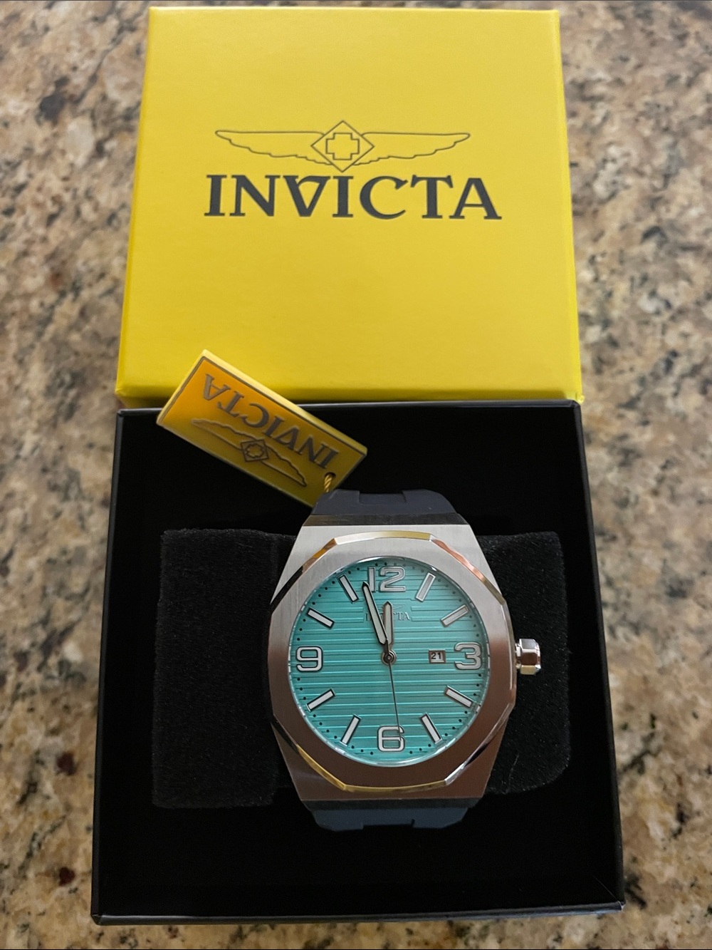 Invicta Men’s Turquoise Dial Stainless Steel 48mm Case Watch with Black Strap